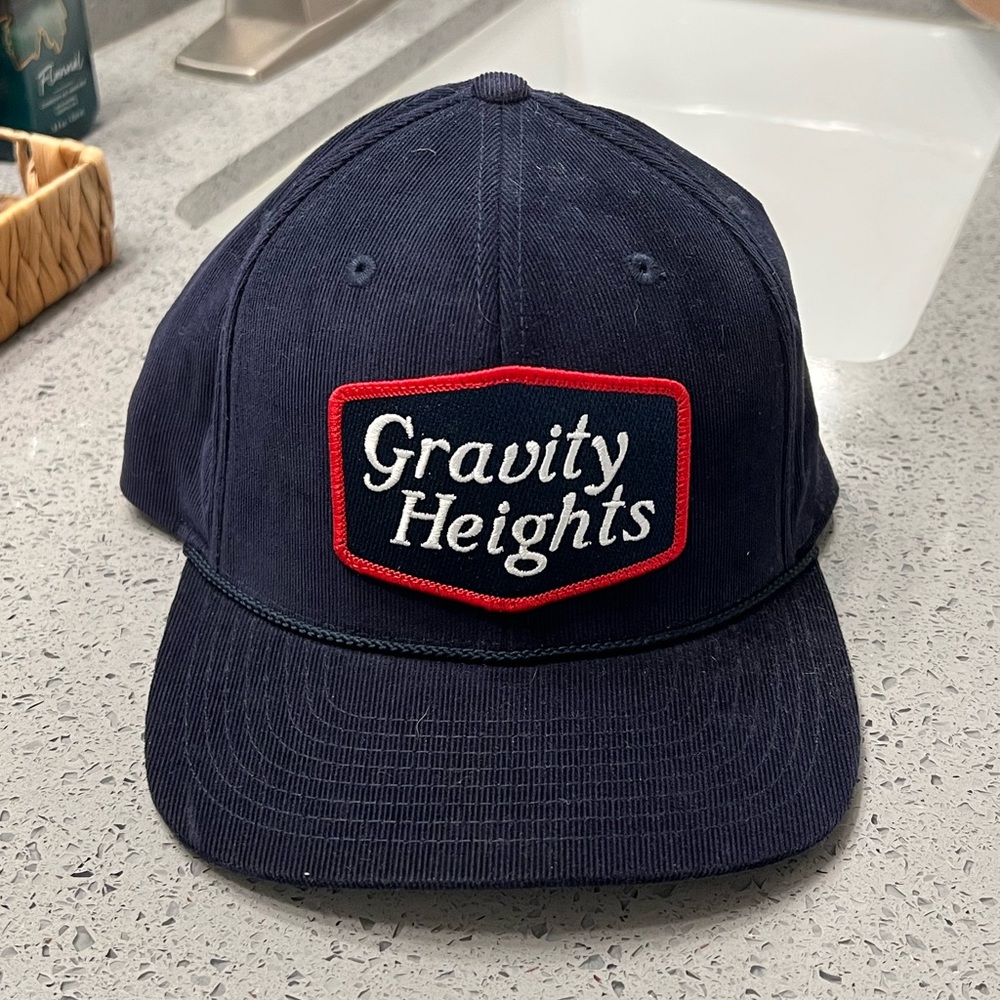 Navy blue corduroy flat bill hat